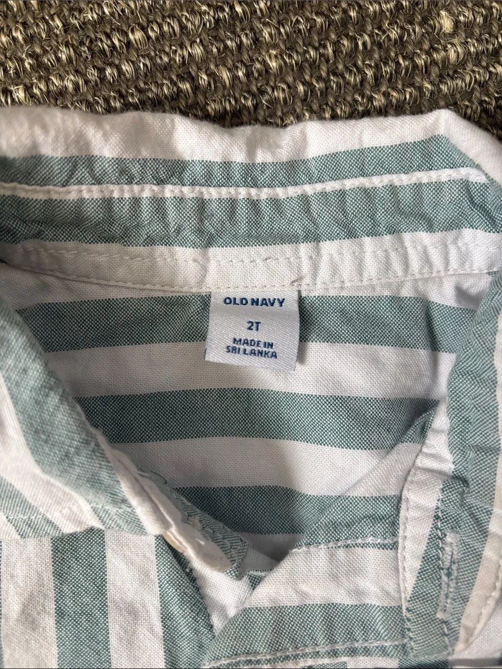Old Navy Striped Short Sleeve Button-Down Shirt - Mint & White